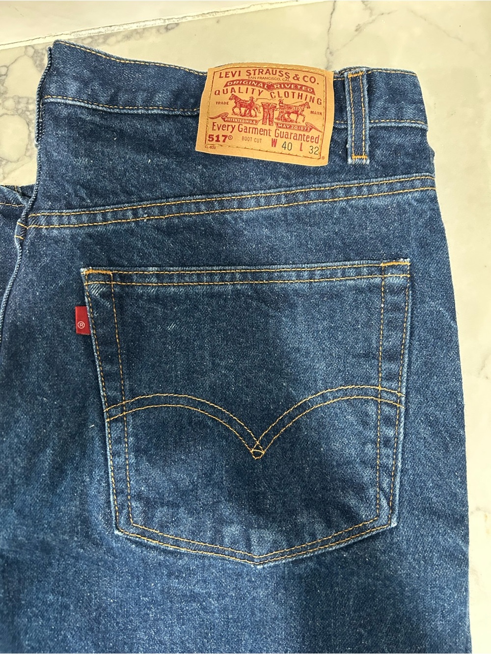 Vintage Levi's 517 Bootcut Jeans Made in USA 1998 Dark Wash Denim W40 L32
